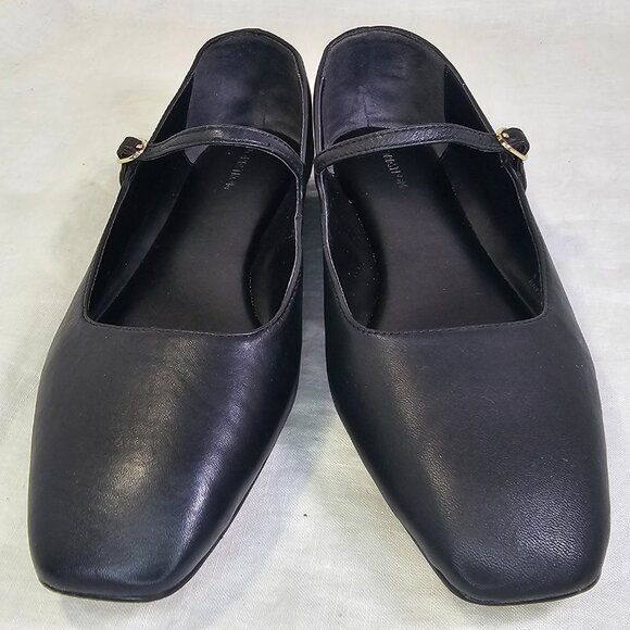 Nordstrom Lea Genuine Leather Square Toe Mary Jane Flats 8.5 Black - Picture 4 of 9